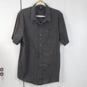 Volcom Men's Gray Shirt Button Down Pocket Neutral Short Sleeves Preppy Sz.XL